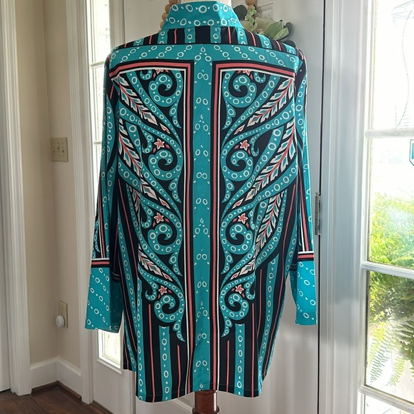 Bob Mackie Sz L Button Front Blouse - Picture 5 of 9